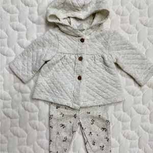 Carters Quilted Hooded Jacket and Floral Pants Set